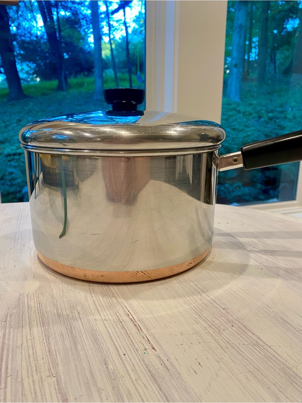 RARE Vtg Revereware Copper Clad 4 QT Pot & Lid.  Made 1993 Clinton, IL. N I C E